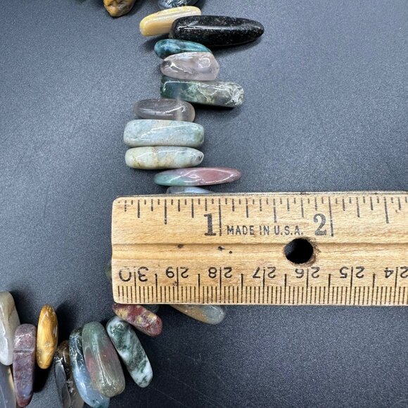 Natural Stone Beaded Necklace Adjustable Length Multi Color Southwestern Boho - Picture 5 of 6